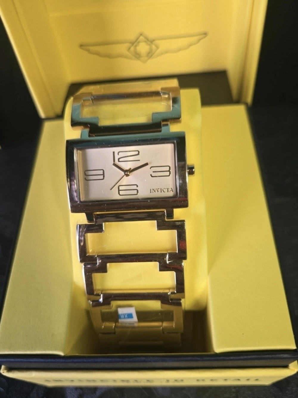 50168 Invicta Angel Gold Rectangular Link Bracelet Watch 36mm